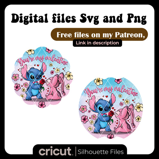 You are my valentine stitch and angel png, tumbler 40oz , 20oz, tshirt design, merch, libbey 16oz, stanley toppers