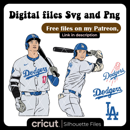 Diseño SVG para Cricut - Shohei Ohtani Back 17 Los Angeles Dodgers Baseball Svg, for cricut , Dodgers logo SVG free , bundle - MenteczSVG