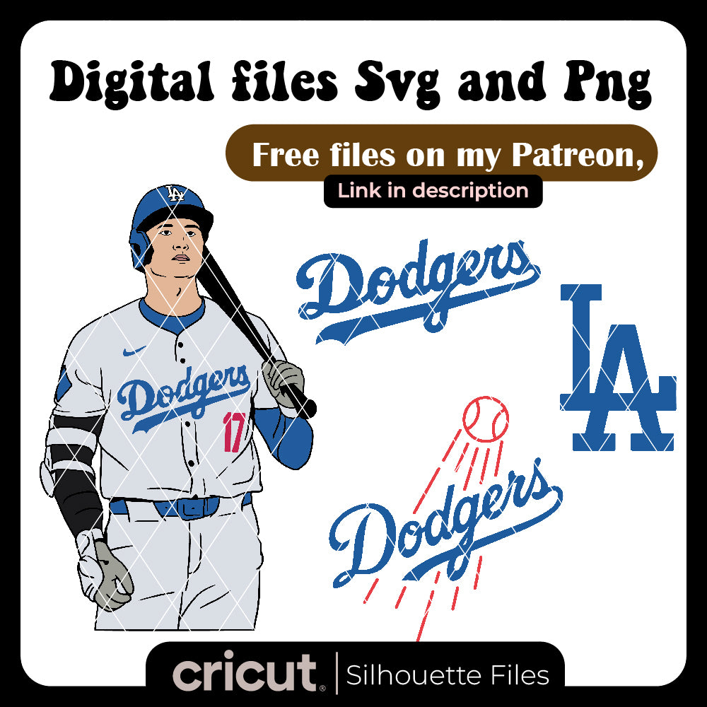 Shohei Ohtani Back 17 Los Angeles Dodgers Baseball Svg, for cricut , Dodgers logo SVG free