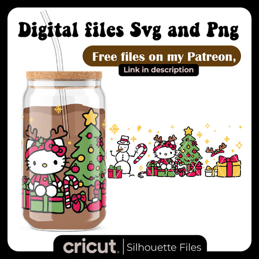 Diseño SVG para Cricut - Hello kitty christmas svg and png, christmas svg, for libbey 16oz, perfect for cricut - MenteczSVG