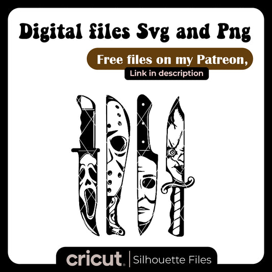 Diseño SVG para Cricut - Horror Movie Knife FREE Svg, Horror Knife Svg, Horror Movie Characters Svg, Horror Knife Svg, Horror Friends Svg, Halloween Svg, Spooky Vibes Svg - MenteczSVG