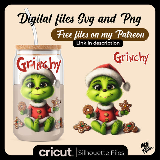 Diseño SVG para Cricut - Grinchy PNG, baby grinch png, christmas png, for libbey, tshirt, tumblers - MenteczSVG