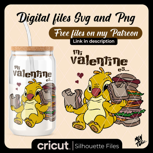 Diseño SVG para Cricut - My valentine is my food svg, stitch svg, valentine stitch svg - MenteczSVG