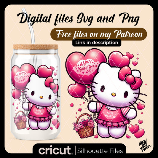 Diseño SVG para Cricut - Hello kitty valentine png, love hello kitty png, valentine png, perfect for DTF - MenteczSVG