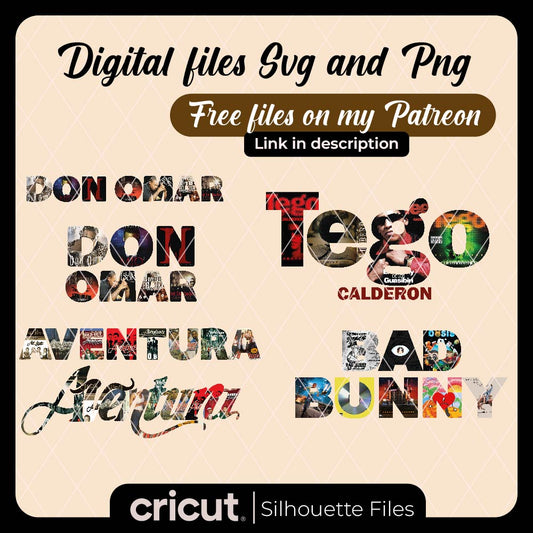Diseño SVG para Cricut - Bundle albums,de bad bunny png, don omar png, tego calderon png and aventura, reggaeton png, bachata png, for cricut and cameo - MenteczSVG