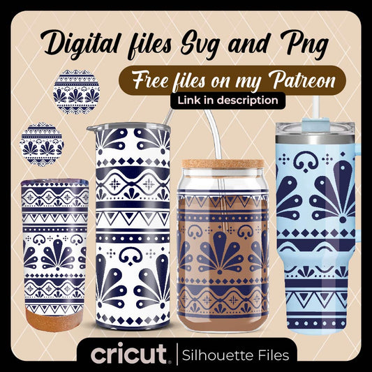 Diseño SVG para Cricut - Talaveras svg, png, wrap perfect for cricut, cameo and uvdtf, Libbey 16oz, Tumbler 40oz, 20oz and 17oz, stanley toppers png - MenteczSVG