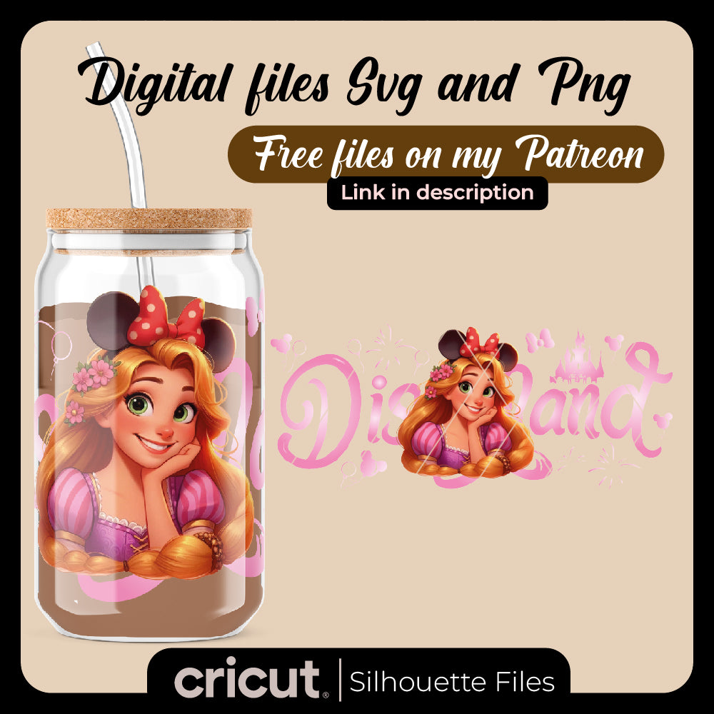 Princess Can Glass Wrap Png, 16oz Libbey Can Glass, Princess Tumbler, Can Glass Wrap, Cartoon Can Glass Png, Png file