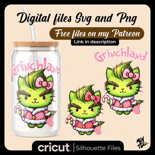 Diseño SVG para Cricut - Hello kitty Grinch png, grinchland png, hello kitty christmas png - MenteczSVG