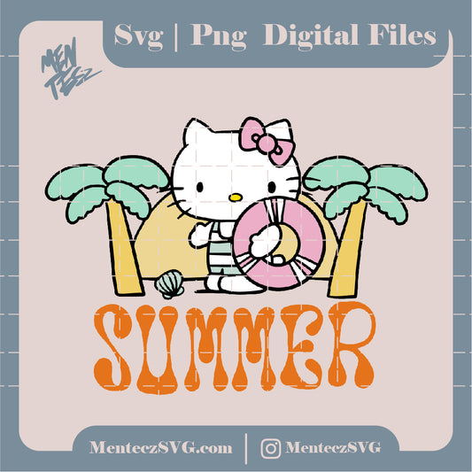 Diseño SVG para Cricut - Hello kitty summer svg, jpg and png, summer svg - MenteczSVG
