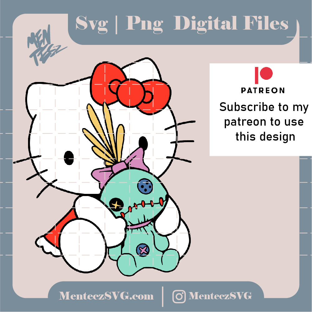 Hello Kitty Stitch Svg, png, jpg, Hello kitty, Stitch svg, Hello Kitty Stitch png patreon