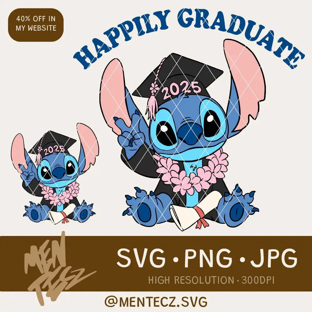 Stitch Graduation 2025 SVG, Instant digital download. SVG format. MenteczSVG