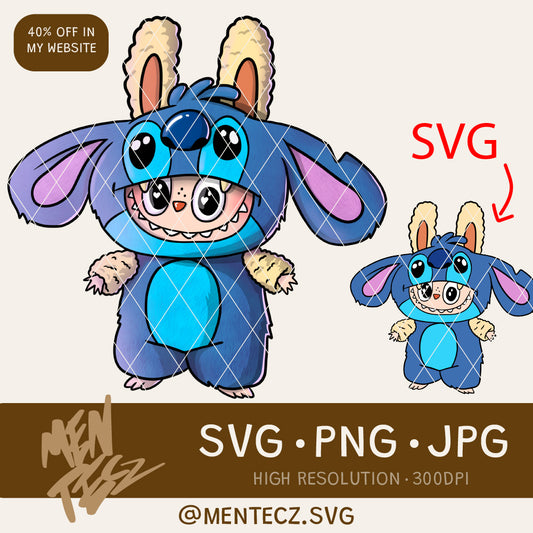 Labubu Stitch PNG, Labubu Vector svg