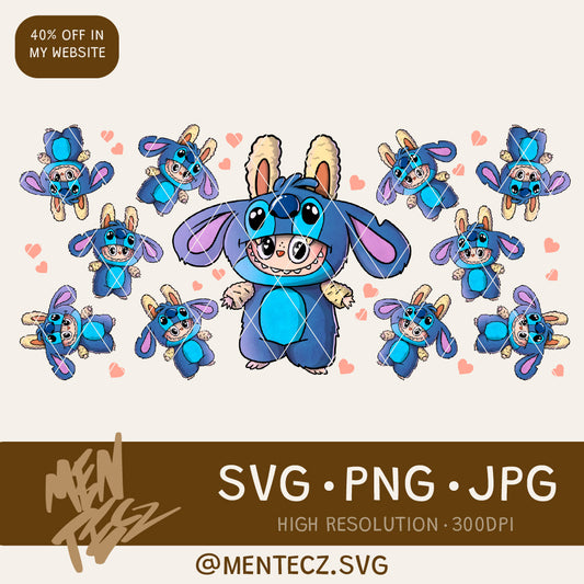 Diseño SVG para Cricut - Labubu Stitch wrap libbey 16oz PNG, Labubu tumbler - MenteczSVG