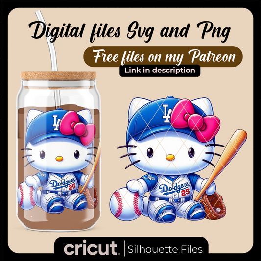 Diseño SVG para Cricut - Hello kitty dodgers png, perfect for UVDTF, for cameo and cricut - MenteczSVG
