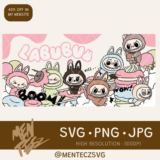 Labubu wrap svg, libbey svg, wrap perfect for cricut and cameo, dtf , digital