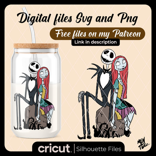 Diseño SVG para Cricut - Halloween Jack and Sally Svg, Nightmare Before Christmas Svg - MenteczSVG