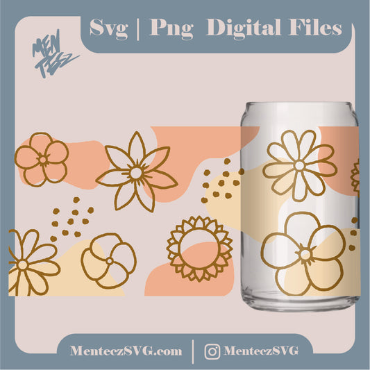 Diseño SVG para Cricut - Wildflower glass can svg, glass can svg, wild flower svg, libbey can svg, glass can wrap svg, floral tumbler svg, flower svg, wildflower png - MenteczSVG