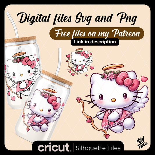 Diseño SVG para Cricut - Cupid Kitty png, Hello Cat Cupid SVG, Cupid SVG, Love SVG, PNG File - MenteczSVG