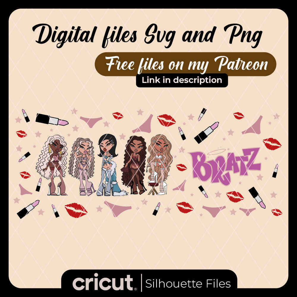 Bratz svg, Bratz tumbler wraps svg, Bratz libbey wraps png, Cutting File, Svg Files for Cricut, Silhouette