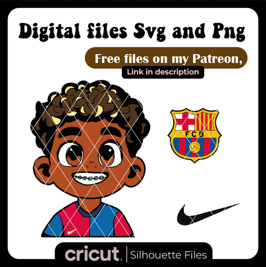Diseño SVG para Cricut - Lamine Yamal cartoon svg, png, logo barcelona free svg, football svg, Silhouette, Laser, world cup team - MenteczSVG