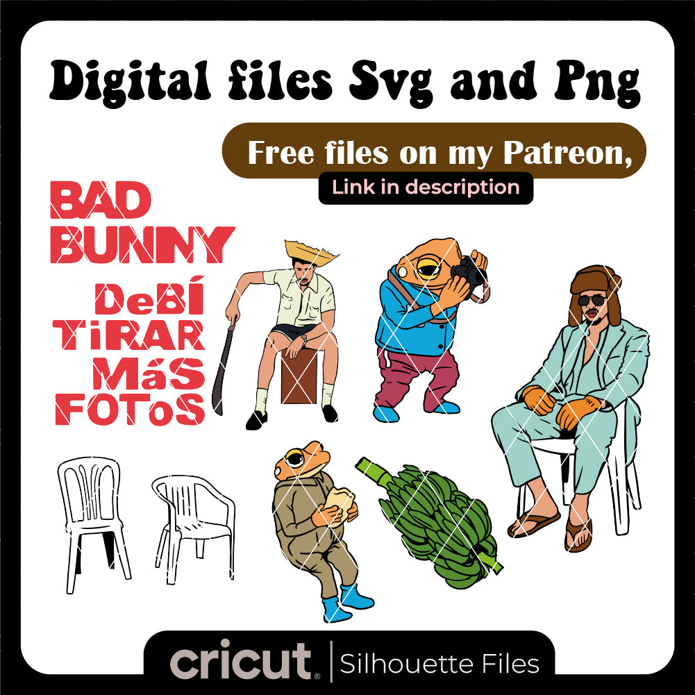 DTMF bundle bad bunny svg, bad bunny svg, platano svg, sapo svg
