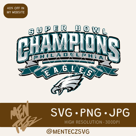 Diseño SVG para Cricut - Philadelphia Eagles Super Bowl Champions only PNG, Super Bowl LII Philadelphia Eagles 2018 NFL season Minnesota Vikings, philadelphia eagles - MenteczSVG