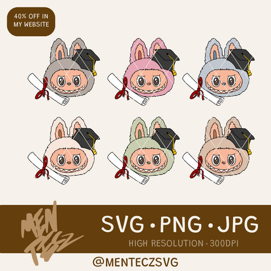 Diseño SVG para Cricut - Labubu Graduation SVG, Pack, Labubu Graduation Day Topper for Bouquets and Leis/ SVG Graduation / Cricut SVG - MenteczSVG