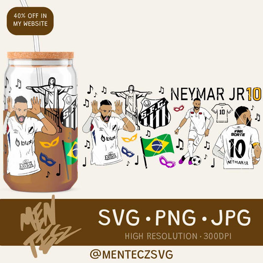 Diseño SVG para Cricut - Neymar Jr Santos fc SVG, wrap libbey 16 oz, brazil football svg, soccer svg, - MenteczSVG