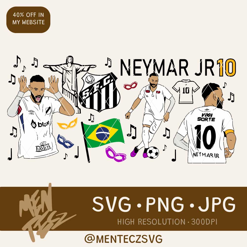 Neymar Jr Santos fc SVG, wrap libbey 16 oz, brazil football svg, soccer svg,