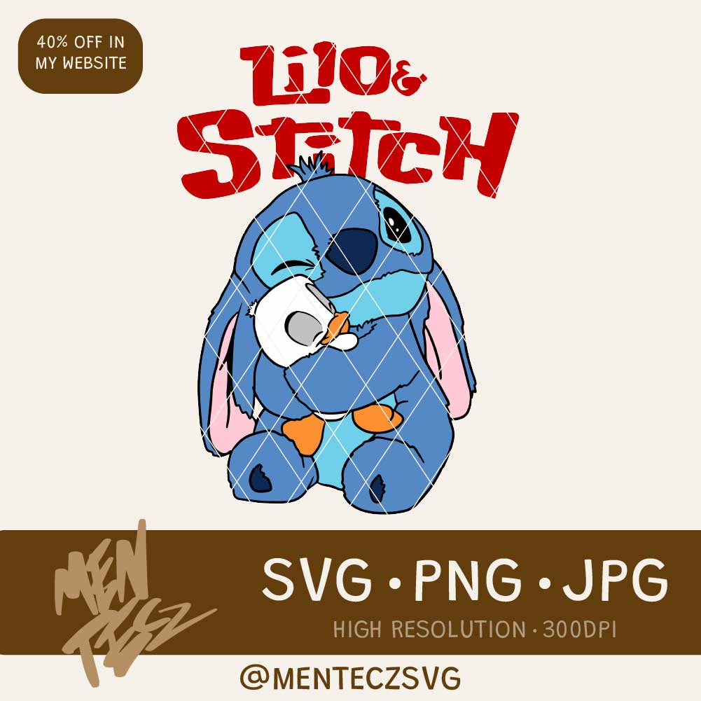 Lilo stitch hugging the duck svg, png, jpg, perfect for tshirt ,stickers, libbey etc, stitch movie png