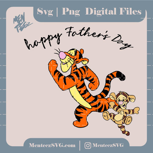 Diseño SVG para Cricut - Happy fathers day svg, tigger father, winnie the pooh svg, png and jpg - MenteczSVG