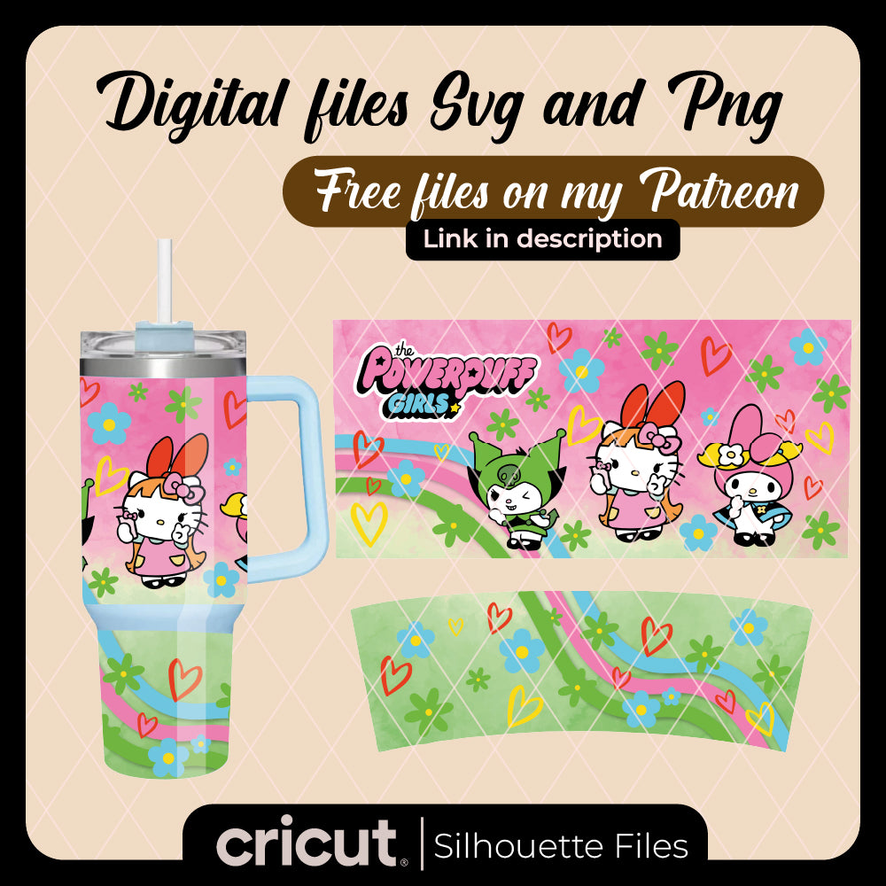 Hello Kitty The Powerpuff Girls SVG Bundle, libbey 16oz, tumbler 20oz and 40oz, perfect for cricut