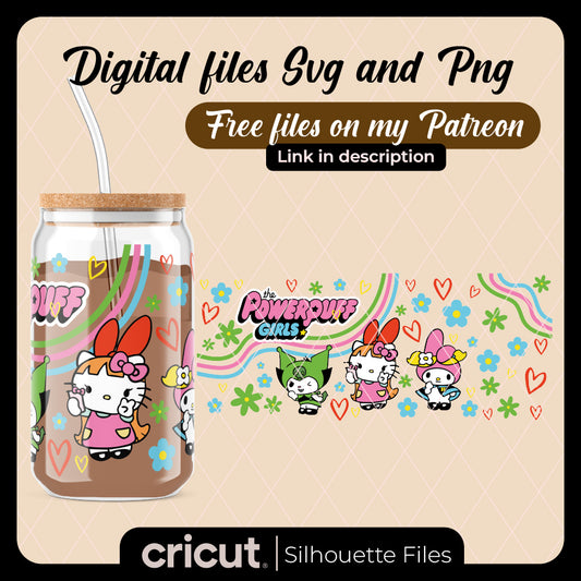 Hello Kitty The Powerpuff Girls SVG Bundle, wrap, libbey 16oz, tumbler 20oz and 40oz, perfect for cricut