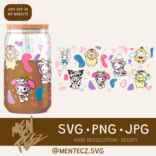 Diseño SVG para Cricut - Wrap Hello Kitty SVG, PNG, Pig Cute, Cow Cute, Animal - MenteczSVG