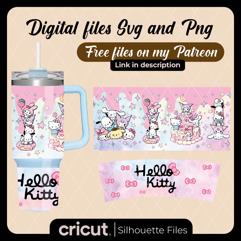 Hello kitty wrap png, tumbler 20oz and 40oz, Libbey wraps png