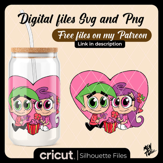 Diseño SVG para Cricut - Cosmo and Wanda valentine svg, Fairly Odd Parents Nickelodeon Nick Jr Kids Cartoon Timmy Turner Clipart - MenteczSVG