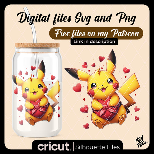 Diseño SVG para Cricut - pikachu valentine png, Pokemon Valentine's Day ,Character PNG JPG, Pokemon png - MenteczSVG