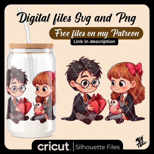 Diseño SVG para Cricut - Harry potter y hermione valentine png, harry potter valentine png, cupid - MenteczSVG