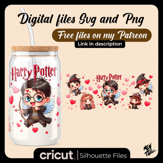 Diseño SVG para Cricut - Harry potter wraps valentine png, harry potter valentine png, wraps for libbey - MenteczSVG