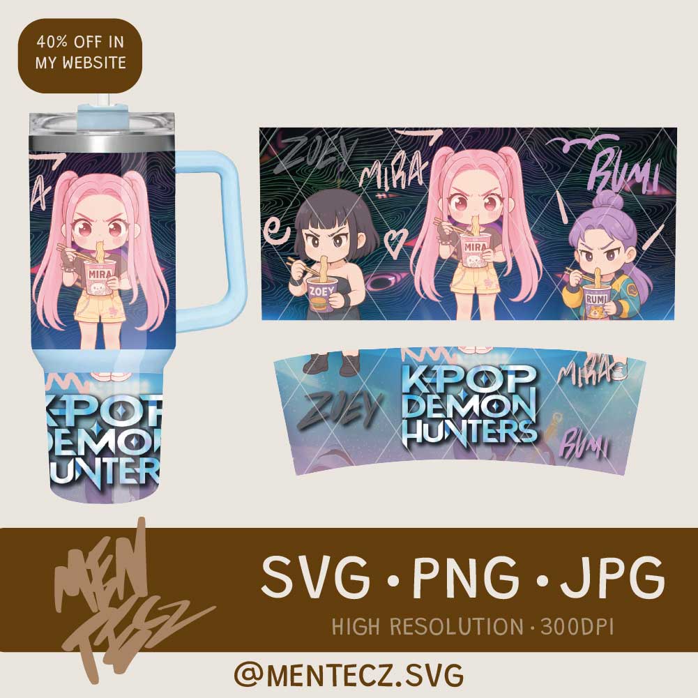 Kpop Demon Hunter PNG Designs | 20oz & 40oz Tumbler, 16oz Glass