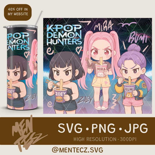 Kpop Demon Hunter PNG Designs | 20oz & 40oz Tumbler, 16oz Glass
