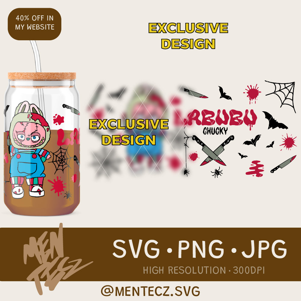 Labubu Chucky halloween svg, png, wrap libbey 16oz, tumbler 20oz , labubu halloween
