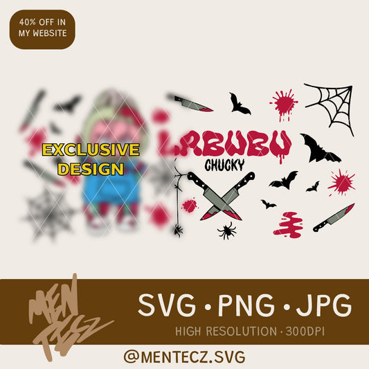 Labubu Chucky halloween svg, png, wrap libbey 16oz, tumbler 20oz , labubu halloween