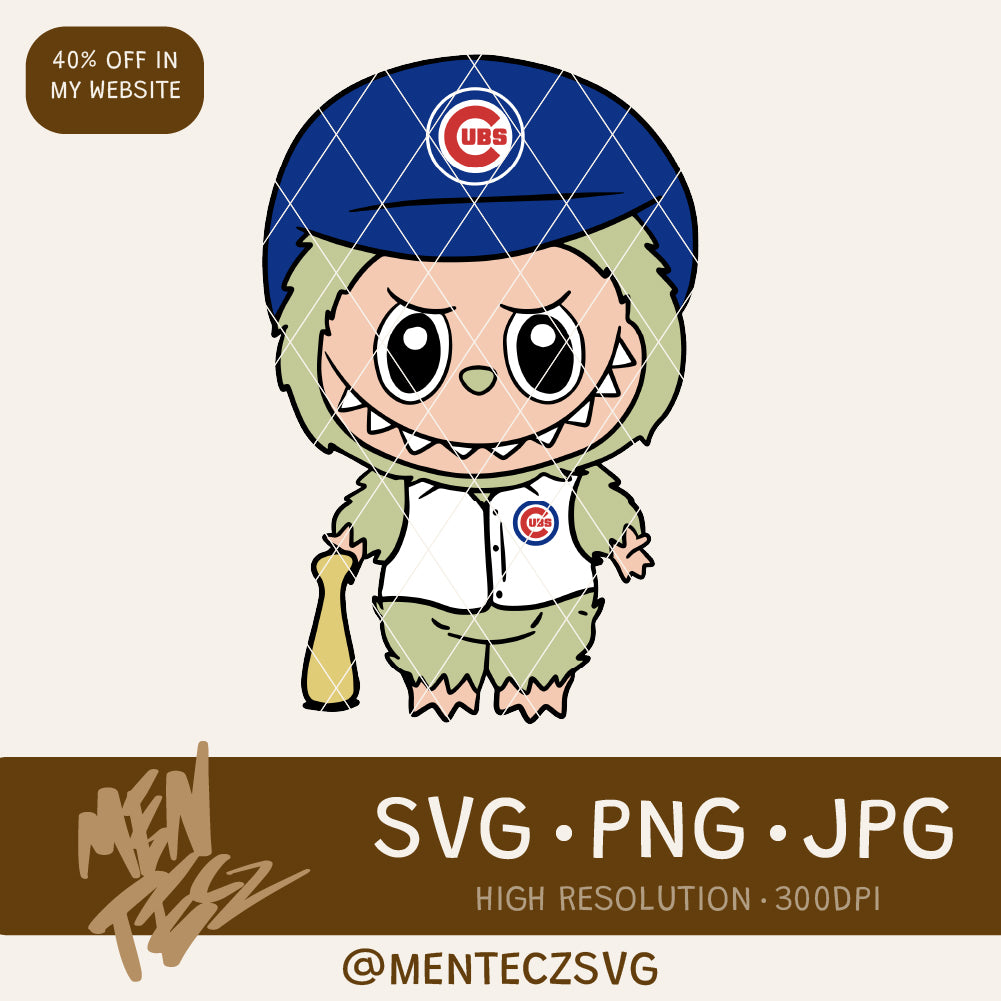 Labubu chicago cubs svg, png, jpg, baseball team, Illinois, ready para cricut, cameo, dtf, uvdtf