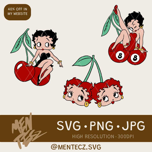 Diseño SVG para Cricut - Betty, Boop, Cherry, 8 ball SVG, PNG file - MenteczSVG