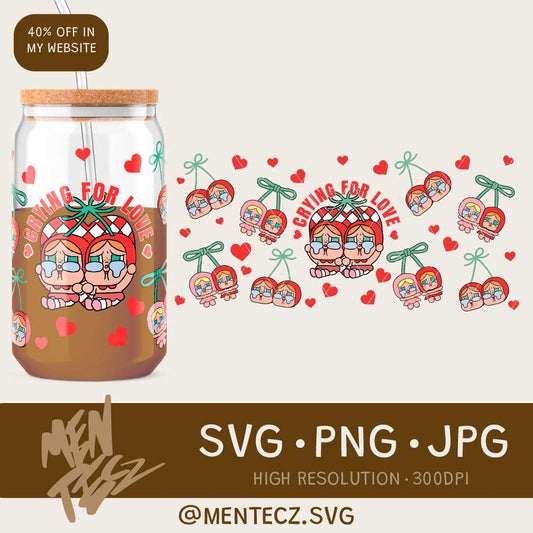 Diseño SVG para Cricut - Cry Baby cherry wrap svg, wrap 16oz png, crying for love png - MenteczSVG