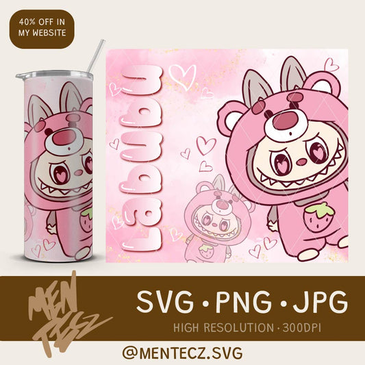 Diseño SVG para Cricut - Labubu lotso huggin bear png, wrap tumbler 20oz, cricut , cameo - MenteczSVG