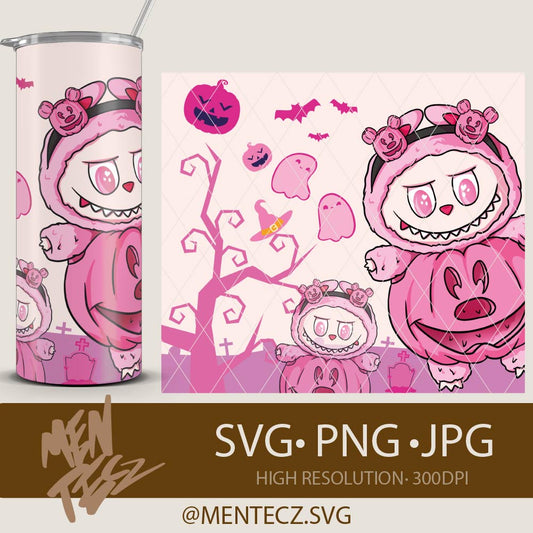 Imagen secundaria de Labubu Halloween PNG for 16oz Libbey & 20oz Tumbler | Cute Kawaii Halloween Digital Design | Labubu Costume Sublimation File - MenteczSVG