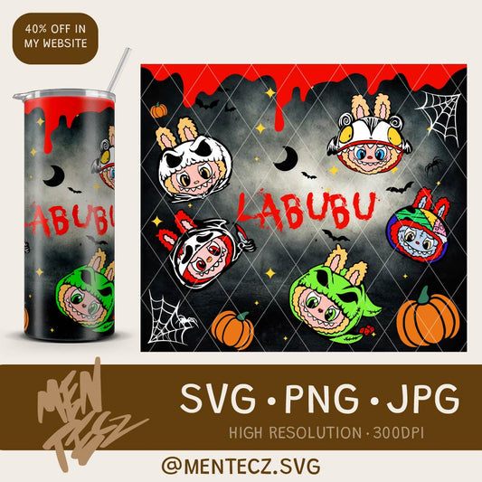 Diseño SVG para Cricut - Labubu halloween Clipart , Labubu tumbler 2oz PNG , Kawaii Labubu Illustration, tumbler Sublimation , Commercial Use | Digital Download - MenteczSVG