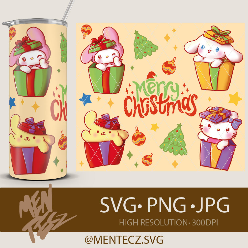 Hello kitty christmas png, svg, happy christmas, libbey 16oz, tumbler 20oz, kuromi png